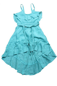 Mint Green Beach Beauty Hi-Lo Gauze Cotton Ruffled Dress