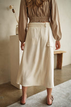 White Belted Wrap Midi Skirt