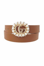 Brown Fashion Pearl Buckle Belt
