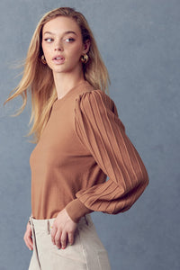 Taupe Classic Stripe Texture Pullover