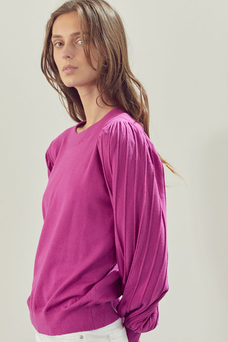 Deep Purple Classic Stripe Texture Pullover