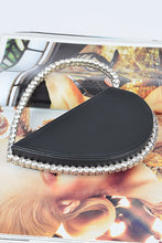 Black Heart Shape Stone Handle Clutch