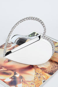 White Heart Shape Stone Handle Clutch