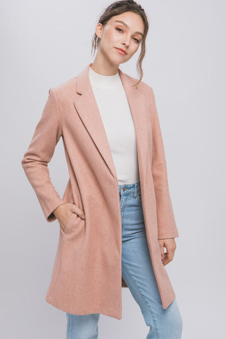 Mauve JQ Fleece Long Line Coat