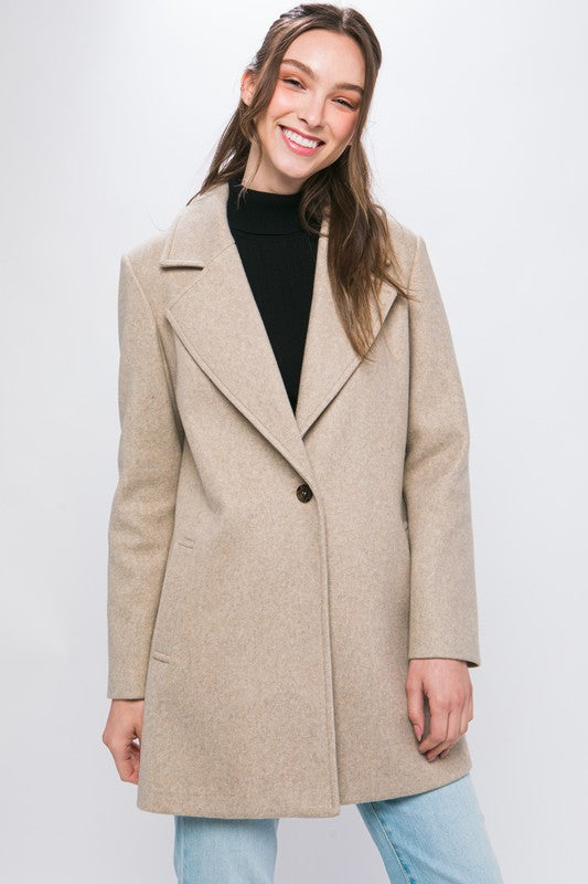 Oatmeal JQ Fleece Single Breasted Coat