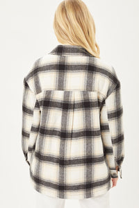 Black Plaid Button Up Jacket with Sherpa Lining