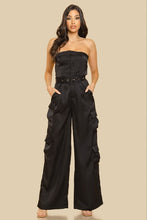 Black Unbalanced Tube Top With Pocket Jumpsuit