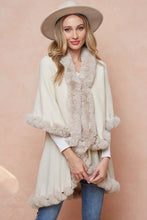 Ivory Faux Fur Shawl Women Fine Knit Open