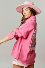 Fuchsia Sequin Donut Patch Twill Jacket