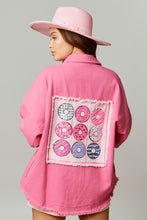 Fuchsia Sequin Donut Patch Twill Jacket