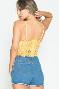 Yellow Daisy Laced Flower Crop top