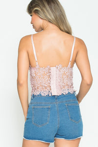 Dusty Pink Daisy Laced Flower Crop top