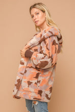 Apricot Camo Print Fur Open Jacket