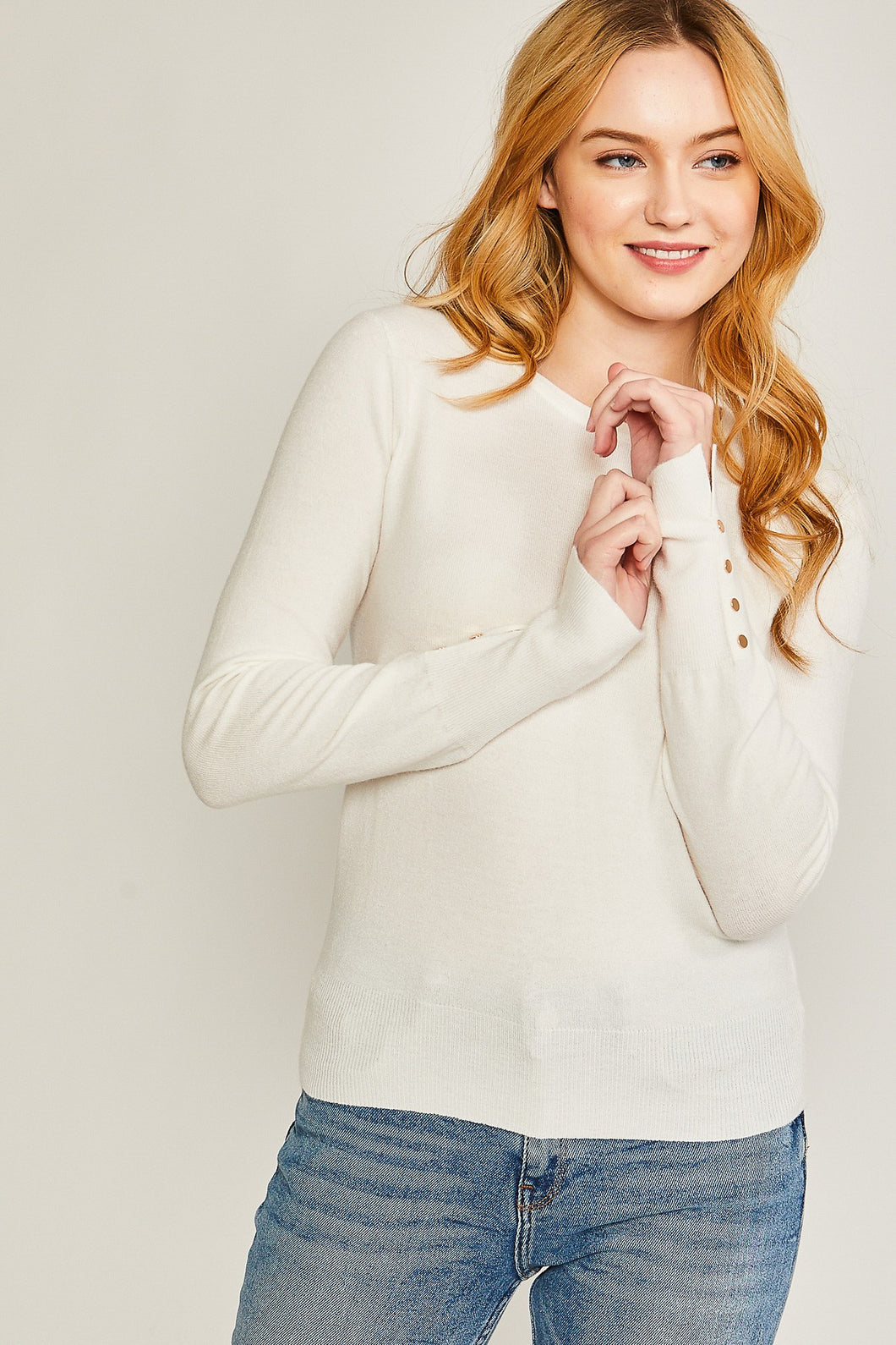 Ivory Fine Yarn Sweater Top