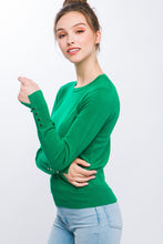 Green Fine Yarn Sweater Top