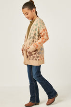 Olive Mix Girls Multi Color Leopard Open Sweater Cardigan