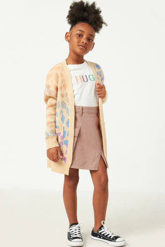 Blue Mix Multi Color Leopard Open Sweater Cardigan