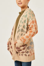 Olive Mix Girls Multi Color Leopard Open Sweater Cardigan