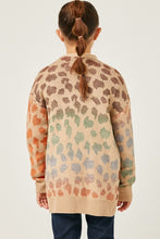 Olive Mix Girls Multi Color Leopard Open Sweater Cardigan