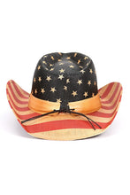 Khaki/Red American Flag Summer Western Cowboy Hat