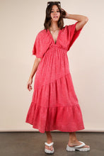 Tomato Mineral Washed Elastic Neck Detail Midi Dress