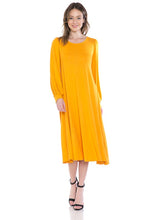 Mustard Bishop Sleeve Midi Dress