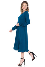 Teal Bishop Sleeve Midi Dress
