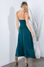 Hunter Green Solid Satin Dress With Zipper