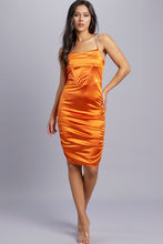 Cognac Solid Midi Dress