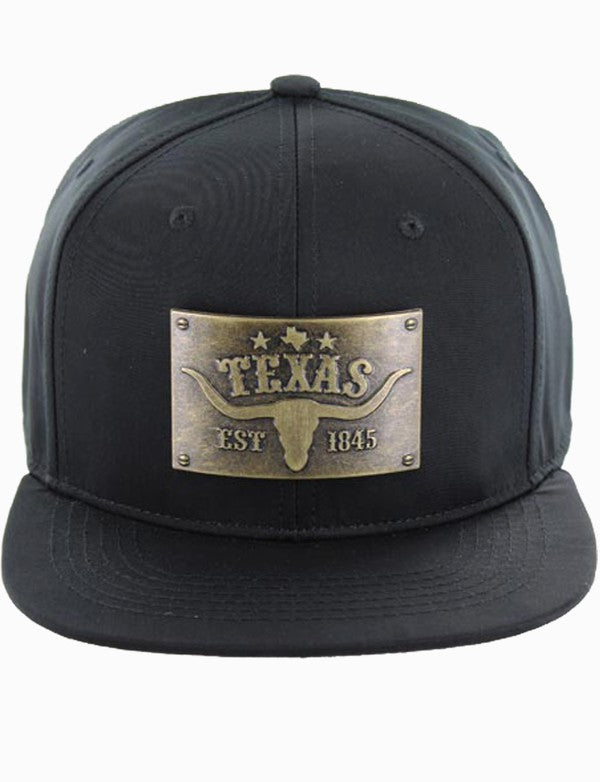 Black Taxas Buckle Detail Nylon Snapback Cap