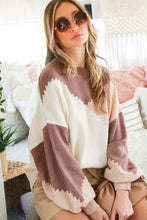 Mocha/Taupe Color Block Chunky Sweater Top