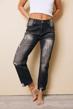 Medium Wash High Rise Straight Leg Jeans