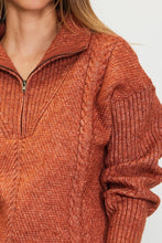 Rust Long Sleeve Half Zip Up Sweater