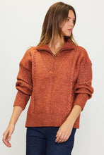 Rust Long Sleeve Half Zip Up Sweater