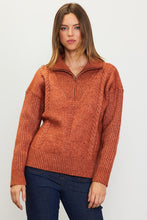 Rust Long Sleeve Half Zip Up Sweater