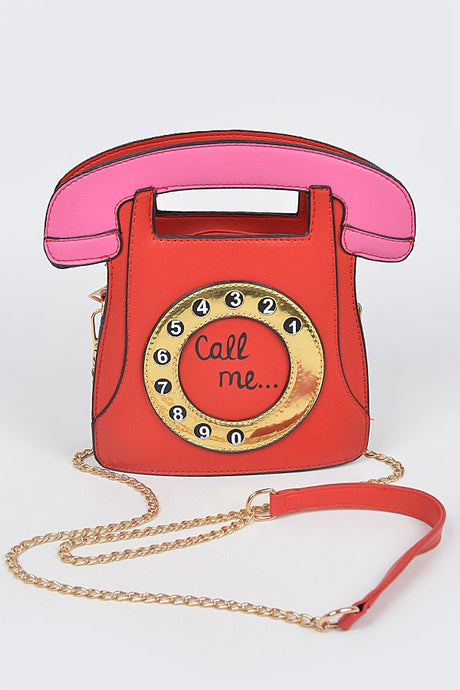 Red Call me Novelty Crossbody Bag