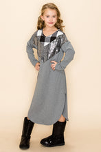 Grey Girls Plaid&Sequin Long Dress