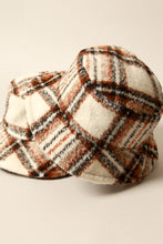 Brown Winter Plaid Pattern Wool Blend Bucket Hat