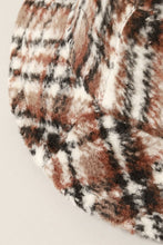 Brown Winter Plaid Pattern Wool Blend Bucket Hat