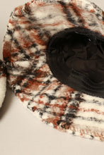 Brown Winter Plaid Pattern Wool Blend Bucket Hat