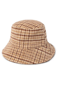 Brown Winter Plaid Pattern Cozy Bucket Hat