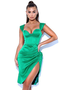 Hedy Green Satin Corset Dress