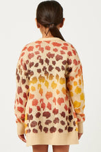 Rust Mix Girls Multi Color Leopard Open Sweater Cardigan