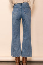 Mid Denim Front Pocket Flared Jeans