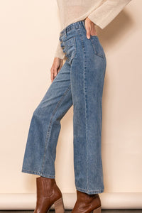 Mid Denim Front Pocket Flared Jeans