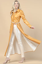Mustard Faux Leather Duster Long sleeves Jacket Dress Top