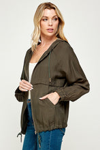Olive Stylish And Casual Light Hooded Jacket