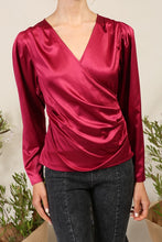 Burgundy Satin Overlap Top