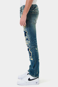 Dark Stone Boro Repair Straight Denim