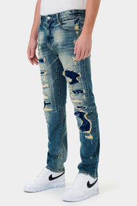 Dark Stone Boro Repair Straight Denim